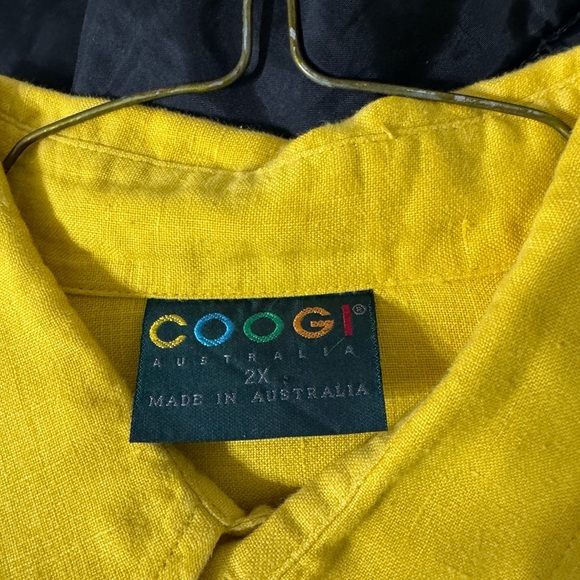 PreOwned Men’s Coogi Long Sleeve 2x Yellow XXL 100% Linen Made in Australia - Picture 4 of 5